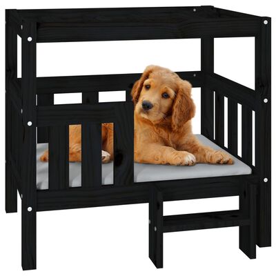 vidaXL Dog Bed Black 75.5x63.5x70 cm Solid Wood Pine