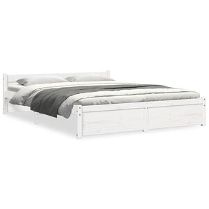 vidaXL Bed Frame without Mattress White Solid Wood 135x190 cm Double Double