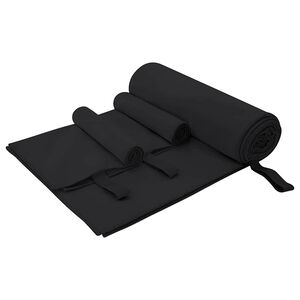 vidaXL Sports Towel Set 3 pcs Black Polyester and Polyamide