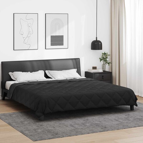 vidaXL Summer Duvet Black and Anthracite 220 x 200 cm Microfiber