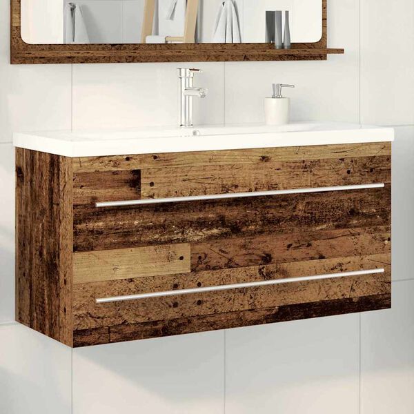 vidaXL Bathroom Sink Cabinet 2 pcs Old Wood 100 x 38.5 x 48 cm