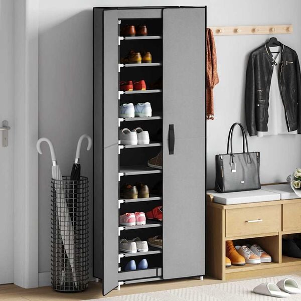 vidaXL Shoe Cabinet Grey 60x30x166 cm Fabric