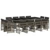 vidaXL 13 Piece Garden Dining Set with Cushions Grey Poly Rattan