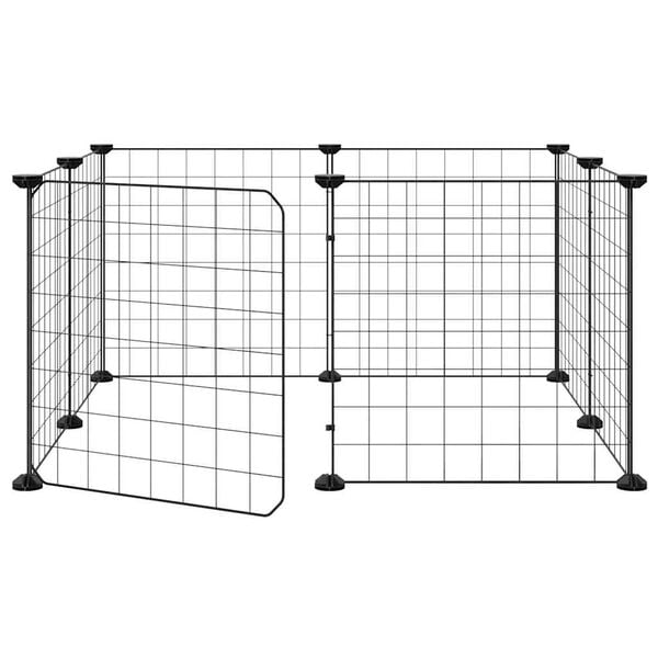 vidaXL 8-Panel Pet Cage with Door Black 35x35 cm Steel