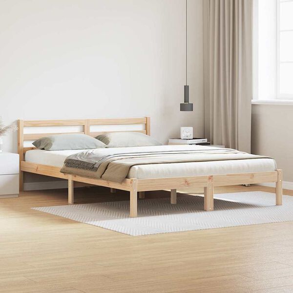 vidaXL Bed Frame Brown 215.5 x 165.5 x 69.5 cm Solid Pine Wood