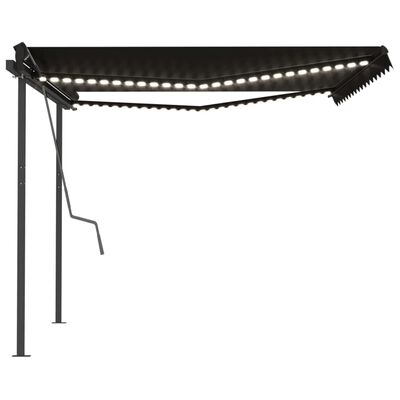 vidaXL Manual Retractable Awning with LED 4x3.5 m Anthracite