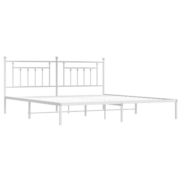vidaXL Metal Bed Frame without Mattress with Headboard White 193x203cm