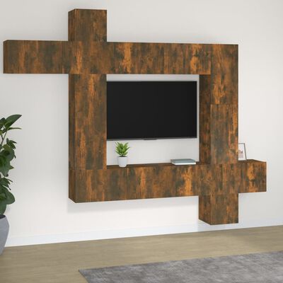 vidaXL 9 Piece TV Cabinet Set Smoked Oak Engineered Wood
