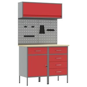 vidaXL Work Cabinet Set with Drawer with Shelf with Storage 5 pcs Red