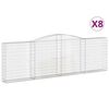 vidaXL Arched Gabion Baskets 8 pcs 400x30x120/140 cm Galvanised Iron