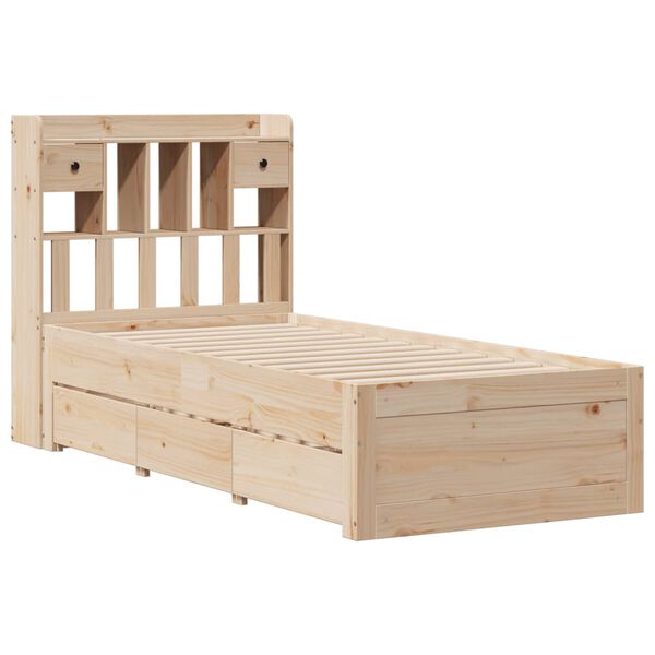 vidaXL Bookcase Bed without Mattress 75x190 cm Small Single Solid Wood Pine