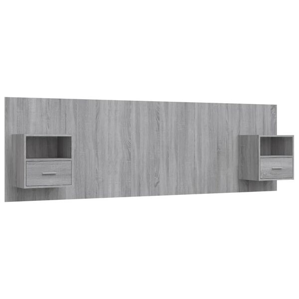 vidaXL Bed Headboard with Cabinets Grey Sonoma Engineered Wood