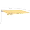 vidaXL Manual Retractable Awning with Posts 5x3.5 m Yellow and White