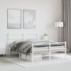 vidaXL Metal Bed Frame without Mattress with Footboard&nbsp;White 140x200cm