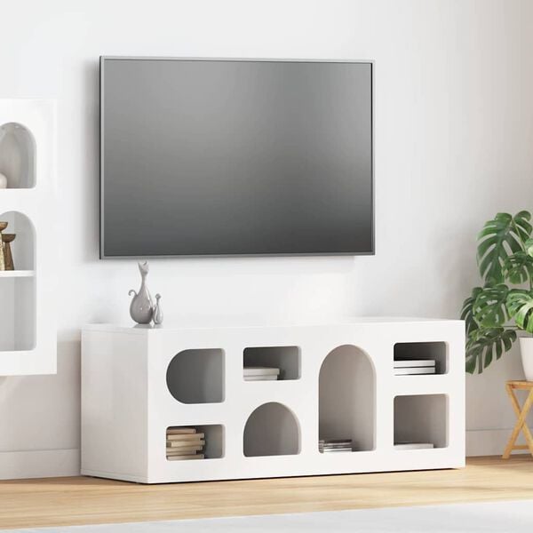 vidaXL TV Cabinet High Gloss White 100 x 35 x 40 cm Engineered Wood