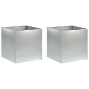 vidaXL Garden Planter 2 pcs Silver 45 x 45 x 45 cm Galvanised Steel