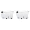 vidaXL Storage Boxes with Wheels & Lids 2 pcs Transparent 60 L