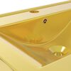 vidaXL Wash Basin with Overflow 60x46x16 cm Ceramic Gold