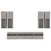 vidaXL 7 Piece TV Wall Cabinet Set with LED Lights Grey Sonoma