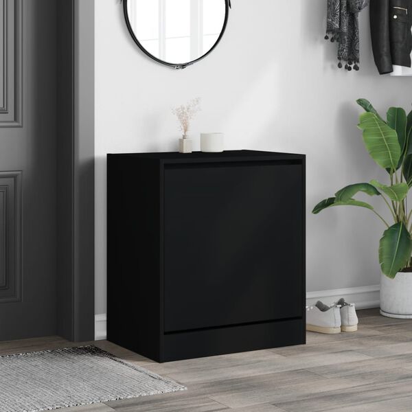 vidaXL Shoe Cabinet Black 60x42x69 cm Engineered Wood