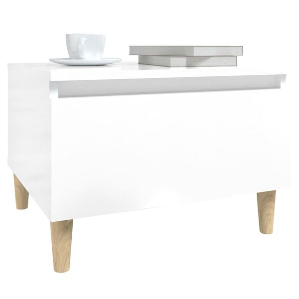 vidaXL Side Table High Gloss White 50x46x35 cm Engineered Wood