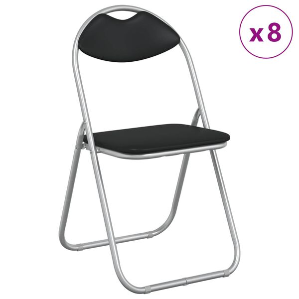 vidaXL Folding Chair 8 pcs Black and Grey 48 x 43.5 x 81 cm