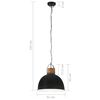 vidaXL Industrial Hanging Lamp Black Round 51 cm E27 Solid Mango Wood