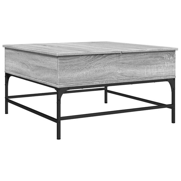 vidaXL Coffee Table Grey Sonoma 80x80x45 cm Engineered Wood and Metal
