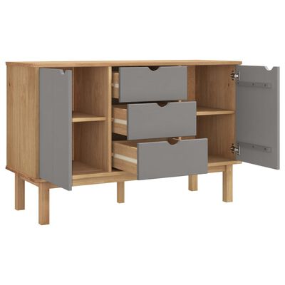 vidaXL Sideboard OTTA Brown and Grey 113.5x43x73 cm Solid Wood Pine