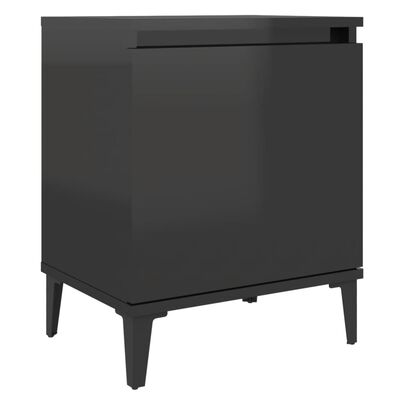 vidaXL Bed Cabinets with Metal Legs 2 pcs High Gloss Black 40x30x50 cm