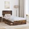 vidaXL Storage Bed with Drawer Smoked Oak 90 x 200 cm Engineered Wood