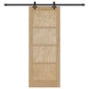 vidaXL Sliding Door Natural and Black 78 x 202 cm Solid Pine Wood