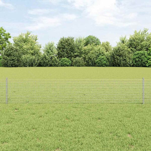vidaXL Fence with Post Silver 0.4 x 10 m Steel