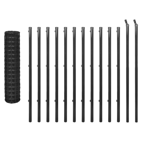 vidaXL Euro Fence Steel 25x1.2 m Grey