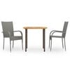 vidaXL 3 Piece Garden Dining Set Poly Rattan Grey