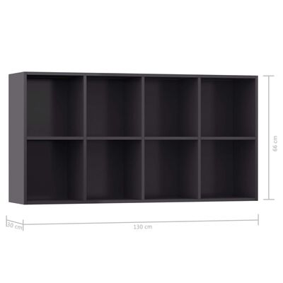 vidaXL Book Cabinet/Sideboard High Gloss Grey 66x30x130 cm Engineered Wood