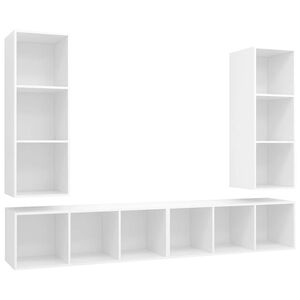 vidaXL Wall-mounted TV Cabinets 4 pcs White Engineered Wood