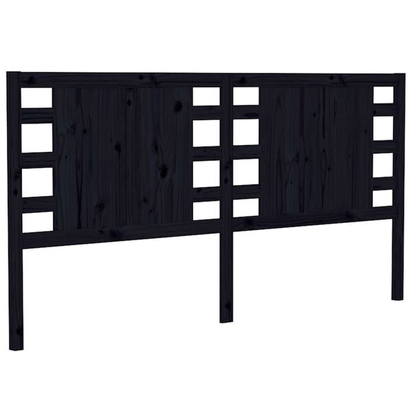 vidaXL Headboard Black 206x4x100 cm Solid Wood Pine