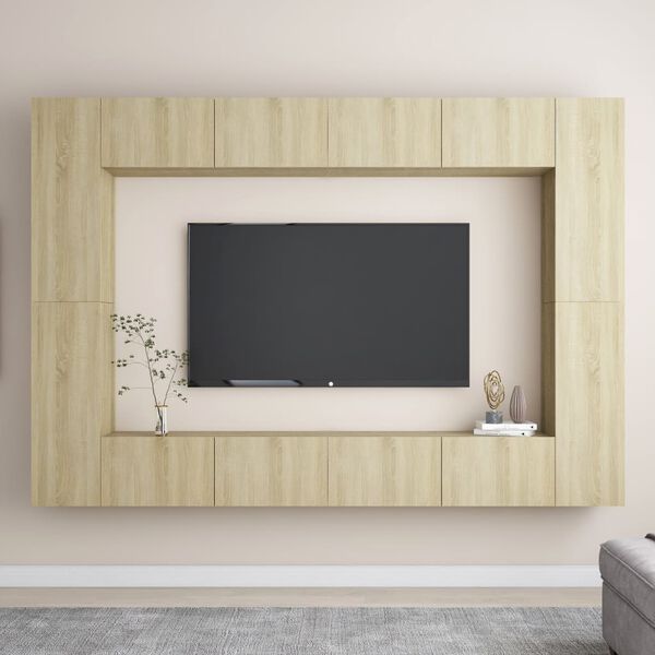 vidaXL 8 Piece TV Cabinet Set Sonoma Oak Engineered Wood