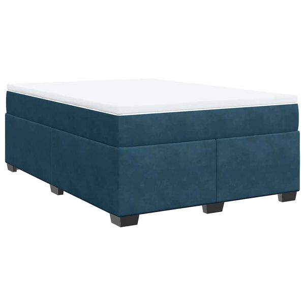 vidaXL Box Spring Bed with Mattress Dark Blue 140x200 cm Velvet