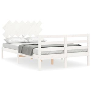 vidaXL Bed Frame without Mattress White Small Double Solid Wood