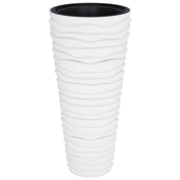 vidaXL Planter with Removable Inner White 18/45 L PP Grooved Look
