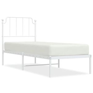 vidaXL Metal Bed Frame without Mattress with Headboard White 80x200cm