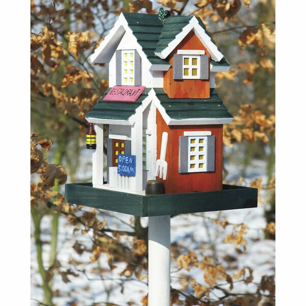 dobar Decorative Bird House with Stand "Restaurant" Multicolour