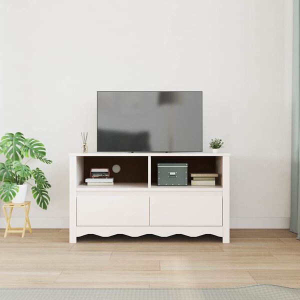 vidaXL TV Cabinet Drammen White 99 x 43 x 55 cm Solid Pine wood