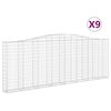 vidaXL Arched Gabion Baskets 9 pcs 400x30x140/160 cm Galvanised Iron