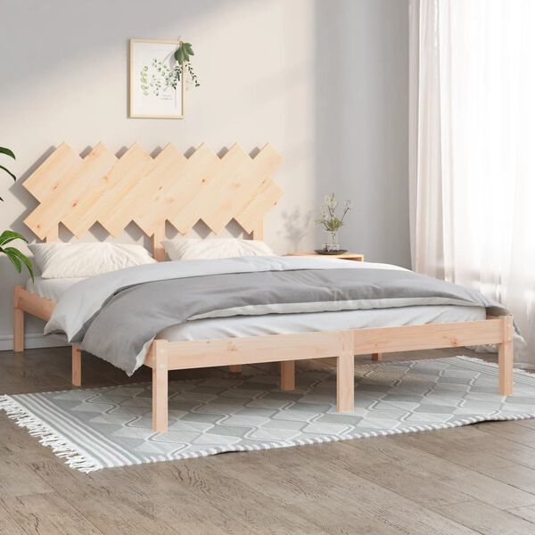 vidaXL Bed Frame without Mattress 150x200 cm King Size King Size Solid Wood