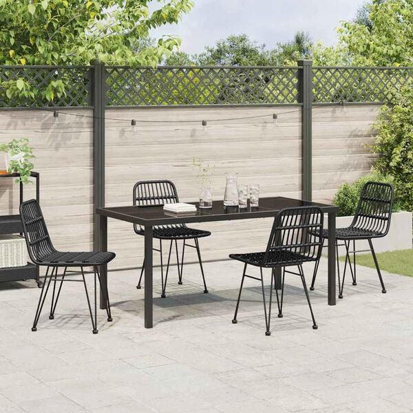vidaXL Garden Dining Set 5 pcs Black Powder-Coated Steel