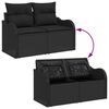 vidaXL Garden Sofa Black 121 x 62 x 69cm Poly Rattan