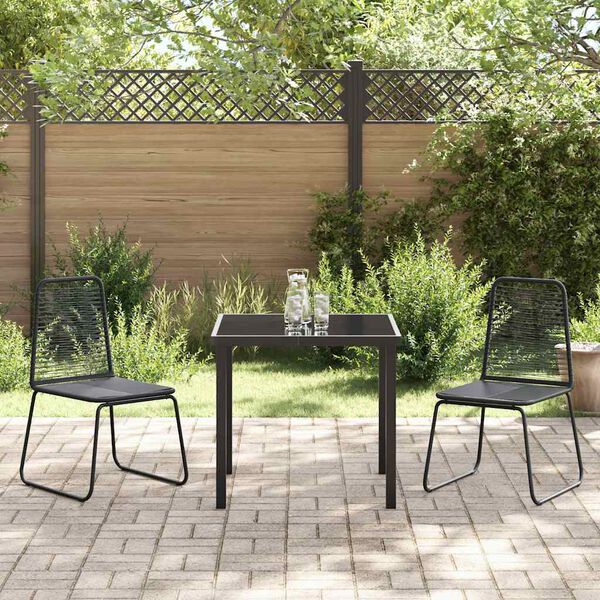 vidaXL Garden Dining Set 3 pcs Black Powder-Coated Steel